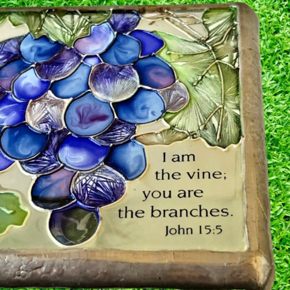 Joan Baker Stained Glass Candle Holder Bible Verse - Picture 2 of 11